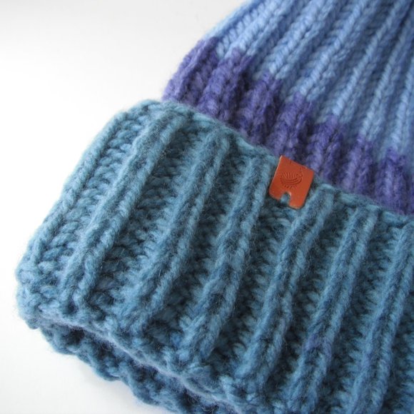 Hand Knitted Hat Toque  Adult Sz - M/S Acrylic Blue/Purple - 010 Hand knit by me - Picture 8 of 8